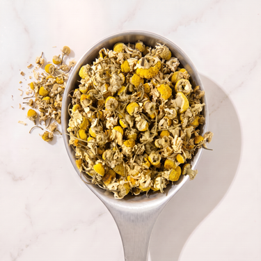 Egyptian Chamomile Herbal Tea in a measuring scoop
