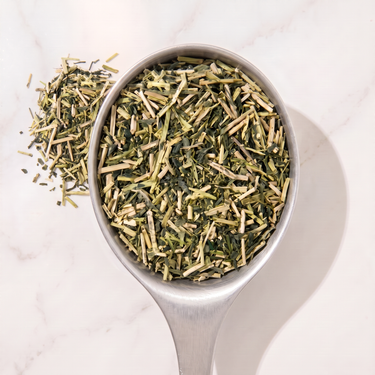 Kukicha Green Tea in a measuring scoop