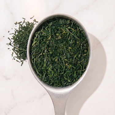 Gyokuro Green Tea in a measuring scoop
