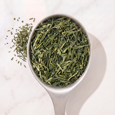 Sencha Kakagawa Green Tea in a measuring scoop