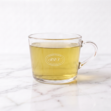 Sencha Kakagawa Green Tea side view in a branded RDV glass cup