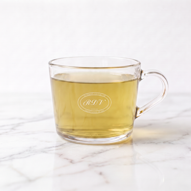 Sencha Isagawa Green Tea side view in a branded RDV glass cup
